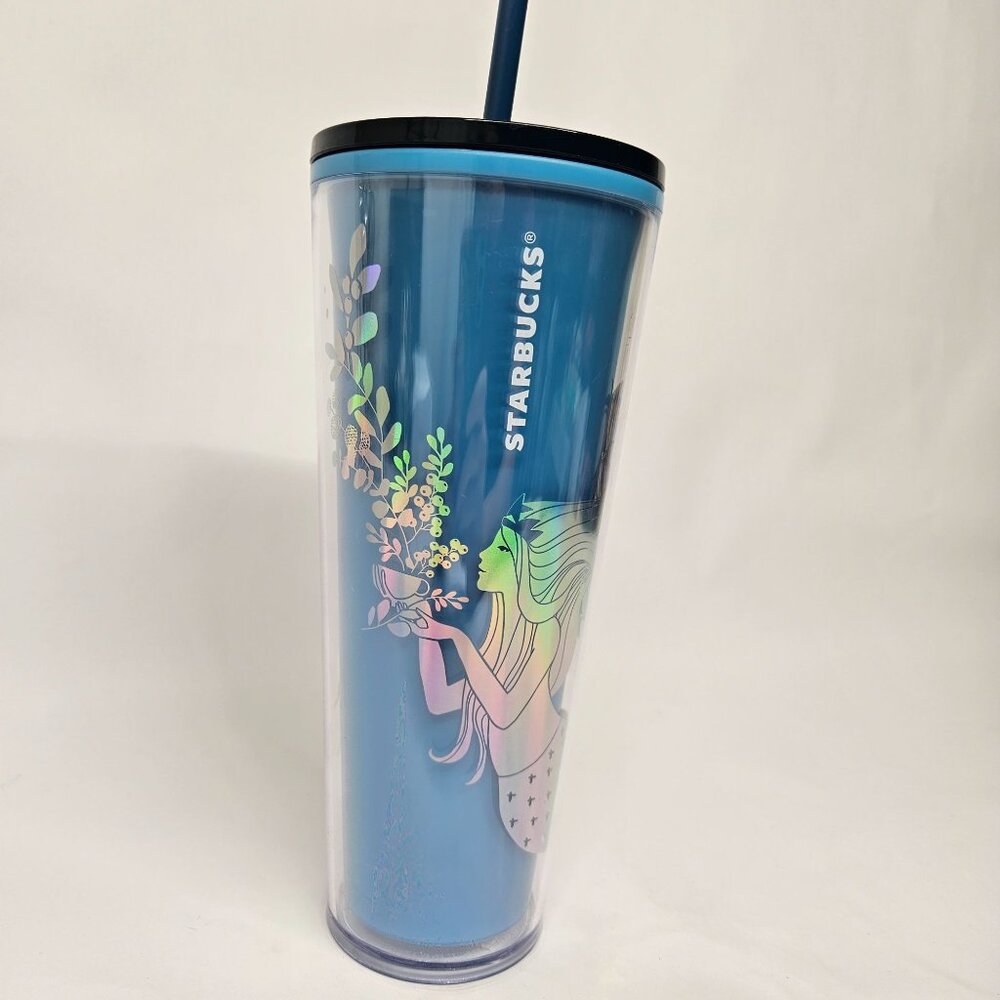 Starbucks Siren 2021 Mermaid Color Changing Tumbler with Straw 24oz Holiday LE